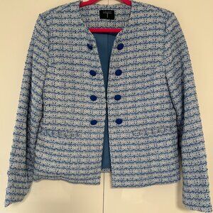 Tahari Blue Tweed Jacket/Blazer — Size L